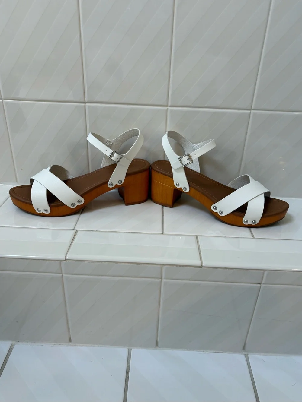 Cushionaire White Ankle-Strap Block Heel Sandal - Picture 7 of 12